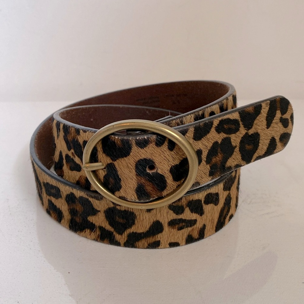 American Eagle Outfitters Animal Print Belt with Gold Buckle